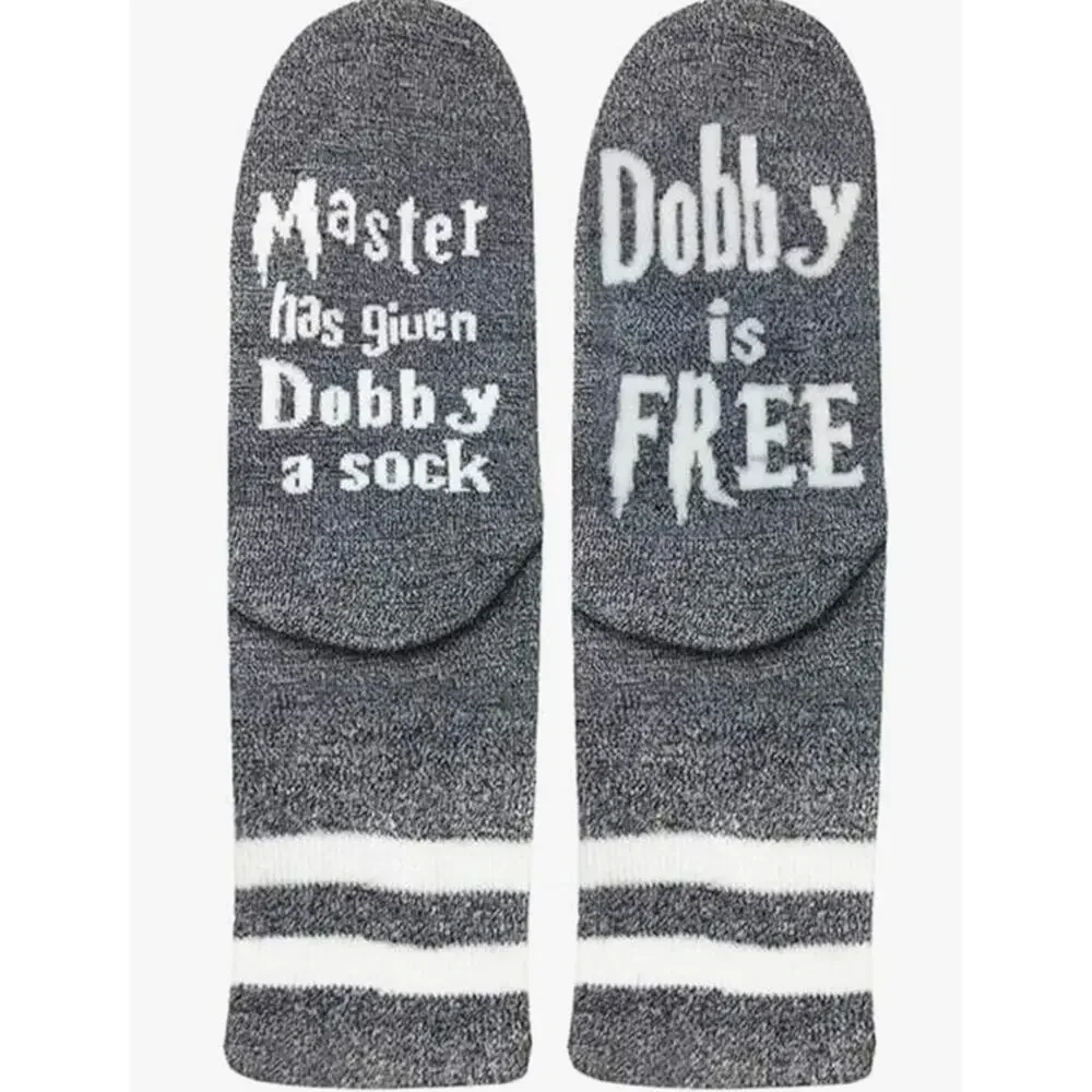 Harry Potter Dobby Is Free Funny Cotton Crew Socks Size 6-12 NWT